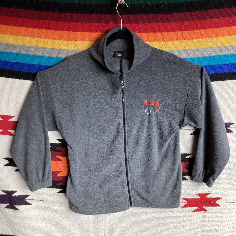USA Olympics Fleece Zip Up Jacket made in USA